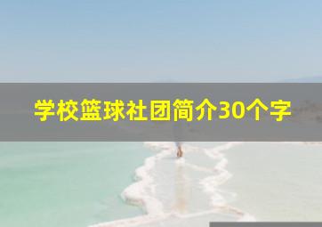 学校篮球社团简介30个字