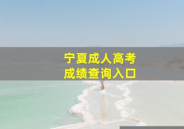 宁夏成人高考成绩查询入口