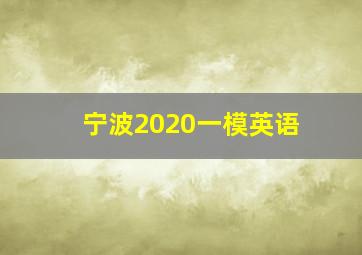 宁波2020一模英语