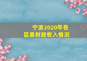 宁波2020年各区县财政收入情况