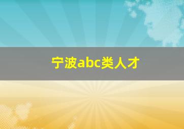 宁波abc类人才