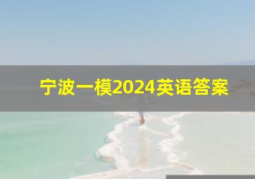 宁波一模2024英语答案