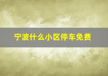 宁波什么小区停车免费