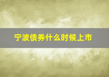 宁波债券什么时候上市