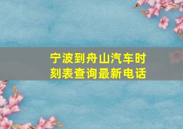 宁波到舟山汽车时刻表查询最新电话