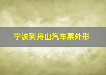 宁波到舟山汽车票外形