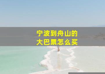 宁波到舟山的大巴票怎么买