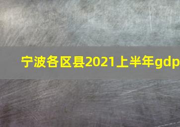 宁波各区县2021上半年gdp