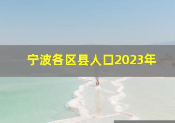 宁波各区县人口2023年