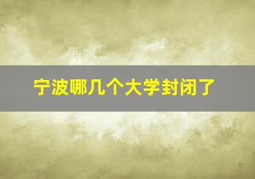 宁波哪几个大学封闭了