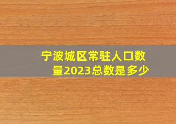 宁波城区常驻人口数量2023总数是多少