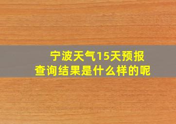 宁波天气15天预报查询结果是什么样的呢