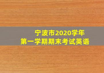 宁波市2020学年第一学期期末考试英语