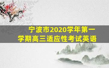 宁波市2020学年第一学期高三适应性考试英语