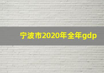 宁波市2020年全年gdp