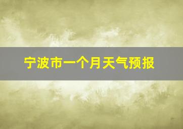 宁波市一个月天气预报