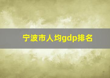 宁波市人均gdp排名