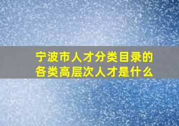 宁波市人才分类目录的各类高层次人才是什么