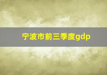 宁波市前三季度gdp