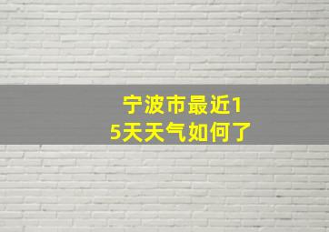 宁波市最近15天天气如何了