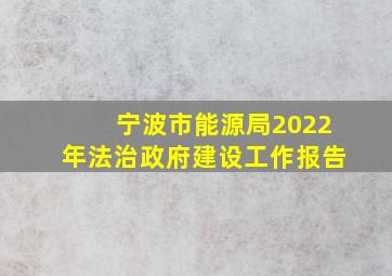 宁波市能源局2022年法治政府建设工作报告