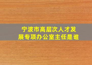 宁波市高层次人才发展专项办公室主任是谁