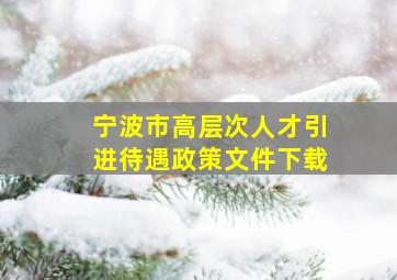 宁波市高层次人才引进待遇政策文件下载