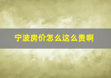 宁波房价怎么这么贵啊