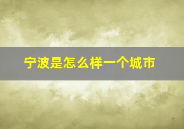 宁波是怎么样一个城市