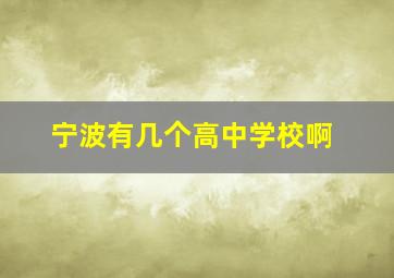 宁波有几个高中学校啊