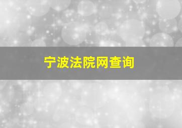 宁波法院网查询