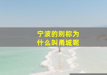 宁波的别称为什么叫甬城呢