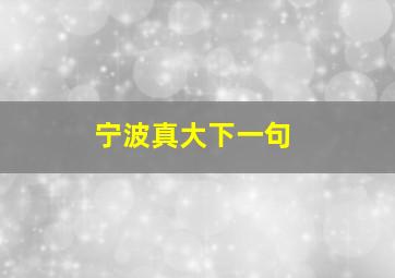 宁波真大下一句