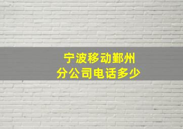 宁波移动鄞州分公司电话多少