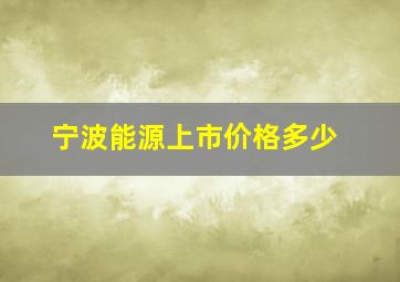 宁波能源上市价格多少