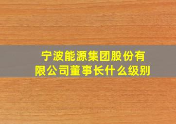 宁波能源集团股份有限公司董事长什么级别