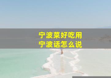 宁波菜好吃用宁波话怎么说