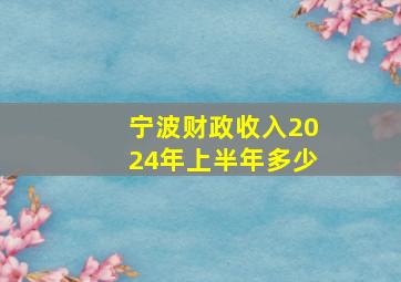 宁波财政收入2024年上半年多少