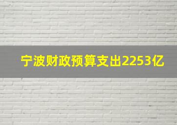 宁波财政预算支出2253亿