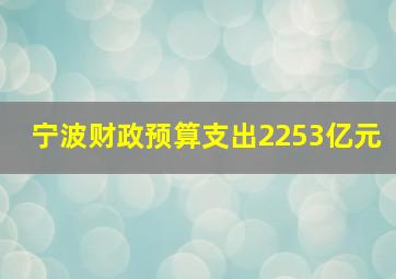 宁波财政预算支出2253亿元