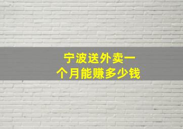 宁波送外卖一个月能赚多少钱