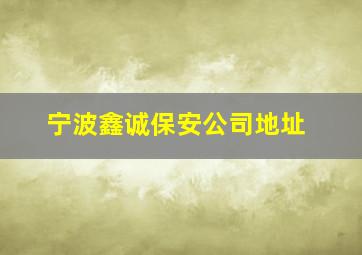 宁波鑫诚保安公司地址