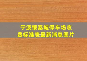 宁波银泰城停车场收费标准表最新消息图片