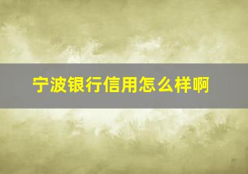 宁波银行信用怎么样啊