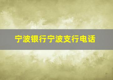 宁波银行宁波支行电话