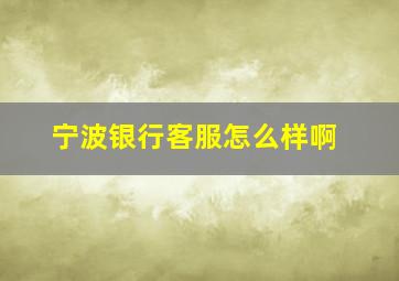 宁波银行客服怎么样啊