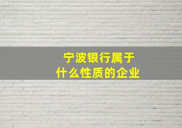 宁波银行属于什么性质的企业