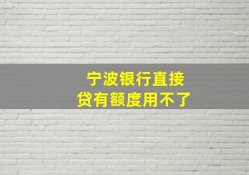 宁波银行直接贷有额度用不了