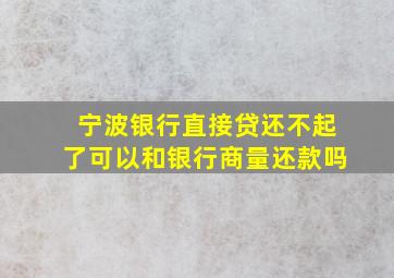 宁波银行直接贷还不起了可以和银行商量还款吗