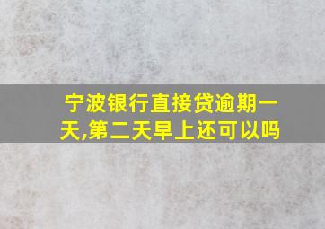 宁波银行直接贷逾期一天,第二天早上还可以吗